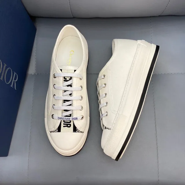 Dior B23 White Canvas Branded Strap Lifestyle Sneakers 4