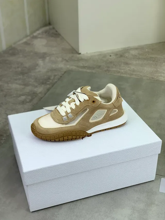 Dior B27 Beige and Cream Suede Canvas Lifestyle Sneakers 4