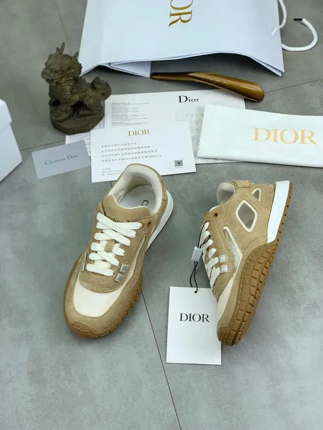 Dior B27 Beige and Cream Suede Canvas Lifestyle Sneakers 5