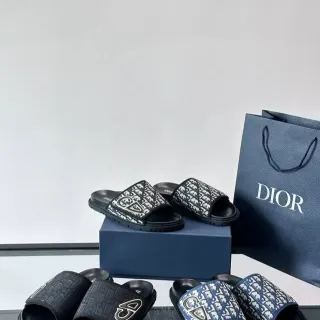 Dior B27 Black White Monogrammed Strap CD Logo Emblem Slippers