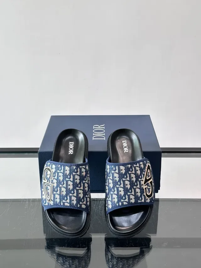Dior B27 Black White Monogrammed Strap CD Logo Emblem Slippers 4