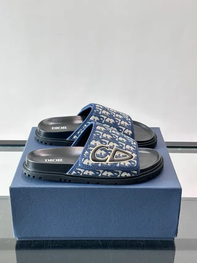 Dior B27 Black White Monogrammed Strap CD Logo Emblem Slippers 7