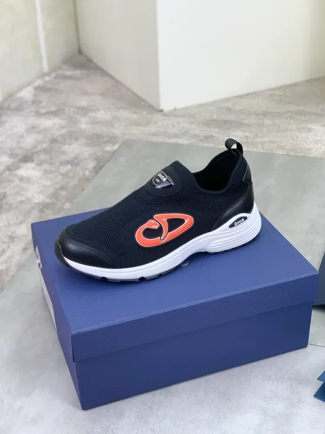 Dior B30 Black and Orange Slip-On Lifestyle Sneakers 4