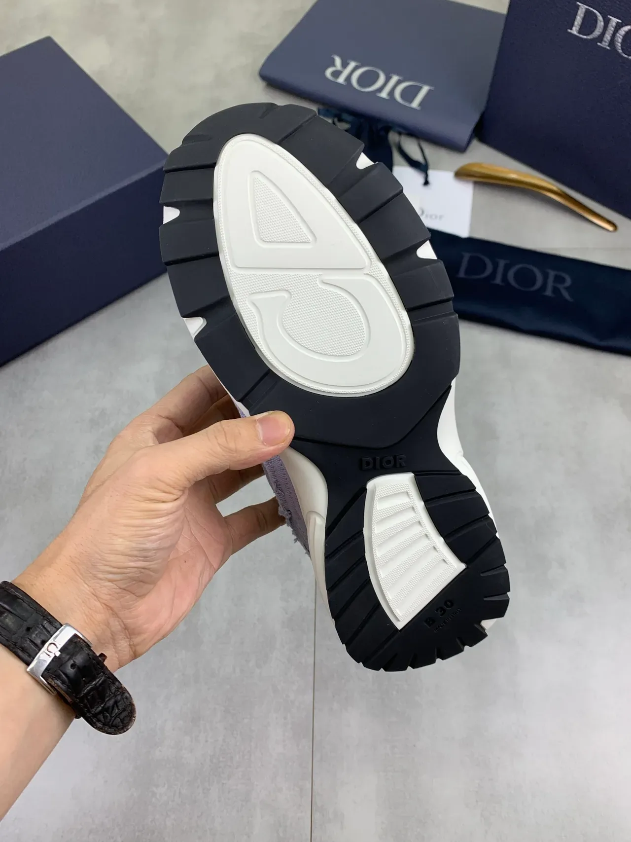 Dior B30 Lavender Frayed-Edge Lifestyle Sneakers 3
