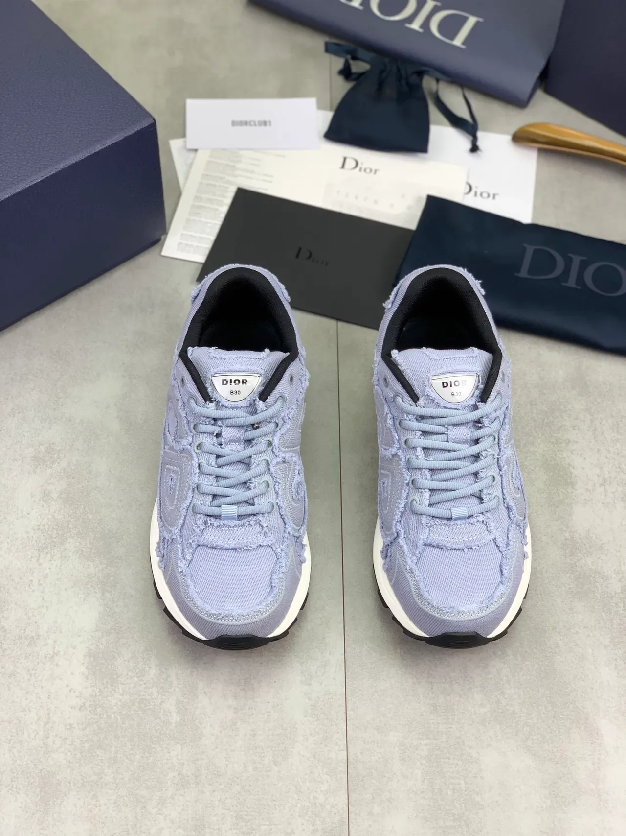 Dior B30 Lavender Frayed-Edge Lifestyle Sneakers 4