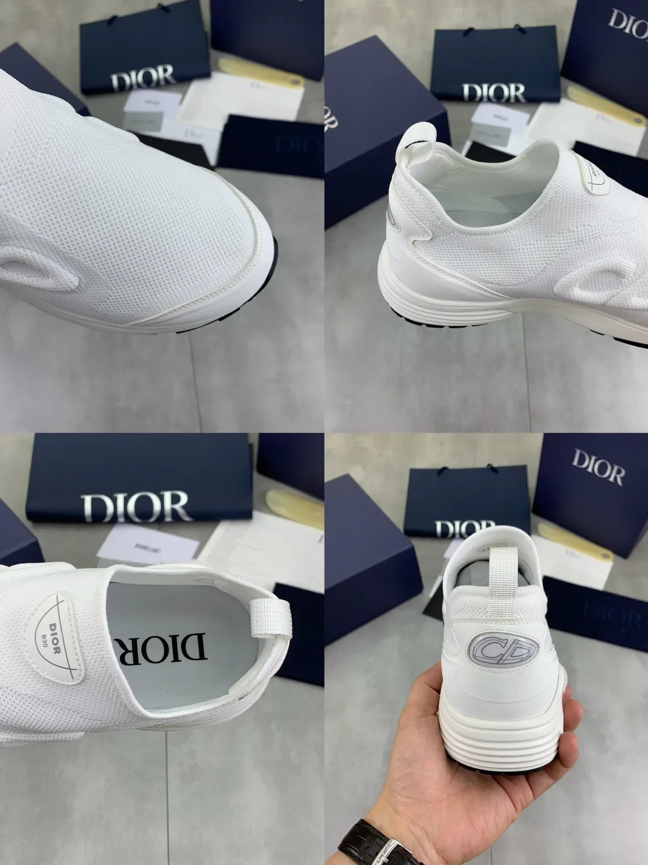 Dior B30 White Knit Slip-On Lifestyle Sneakers 2