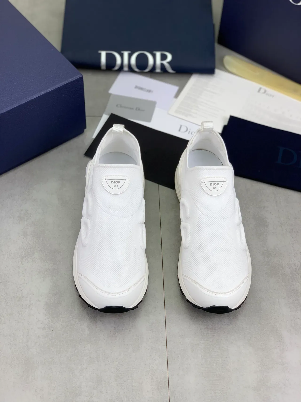 Dior B30 White Knit Slip-On Lifestyle Sneakers 4