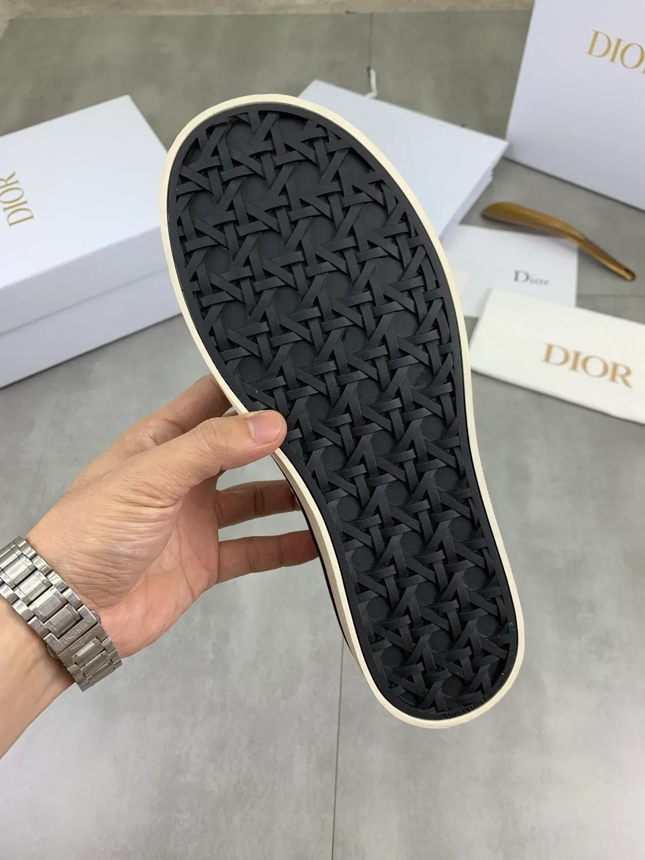 Dior Beige Multicolor Slip-On Jacquard Logo-Print Chaussures Lifestyle 3