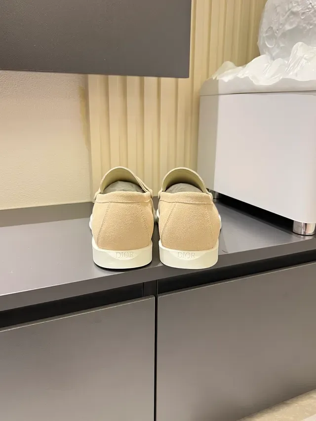 Dior Beige White Suede Upper Rubber Sole Loafer 2