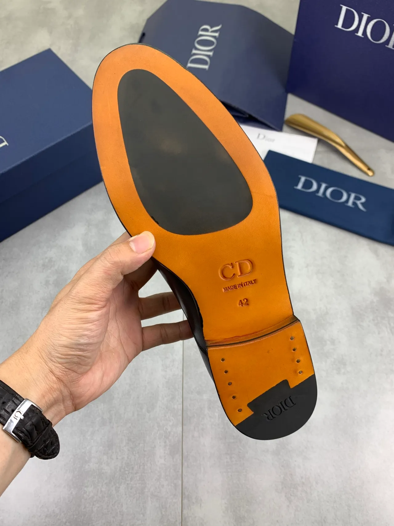 Dior Chaussures Oxford Cuir Poli Noir Beige Embout Cap-Toe 3