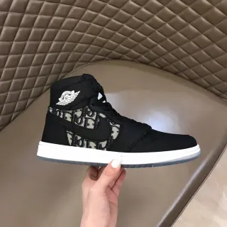 Dior Black Beige High-Top Monogrammed Basketball Shoes