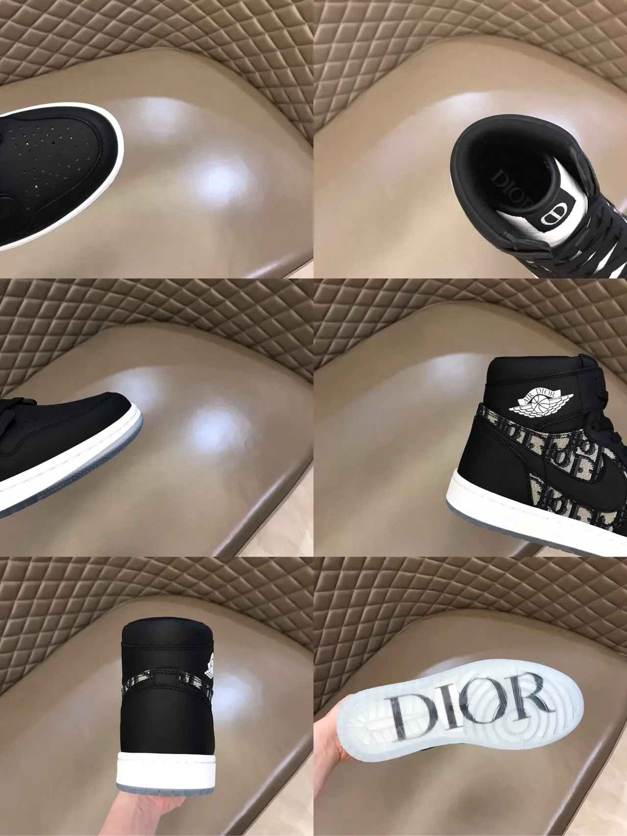 Dior Black Beige High-Top Monogrammed Basketball Shoes 2