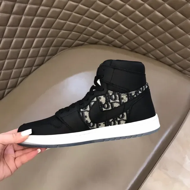 Dior Black Beige High-Top Monogrammed Basketball Shoes 3