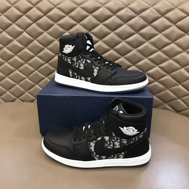 Dior Black Beige High-Top Monogrammed Basketball Shoes 7