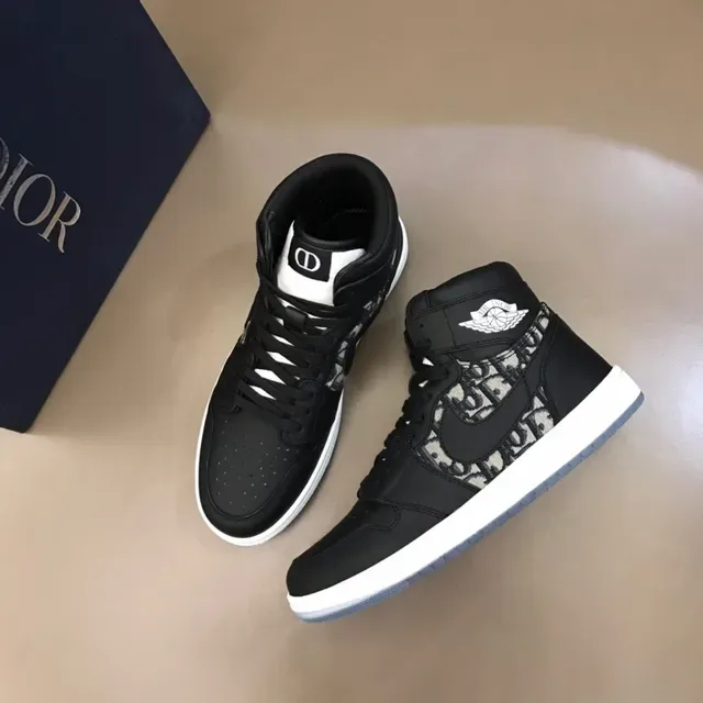 Dior Black Beige High-Top Monogrammed Basketball Shoes 8