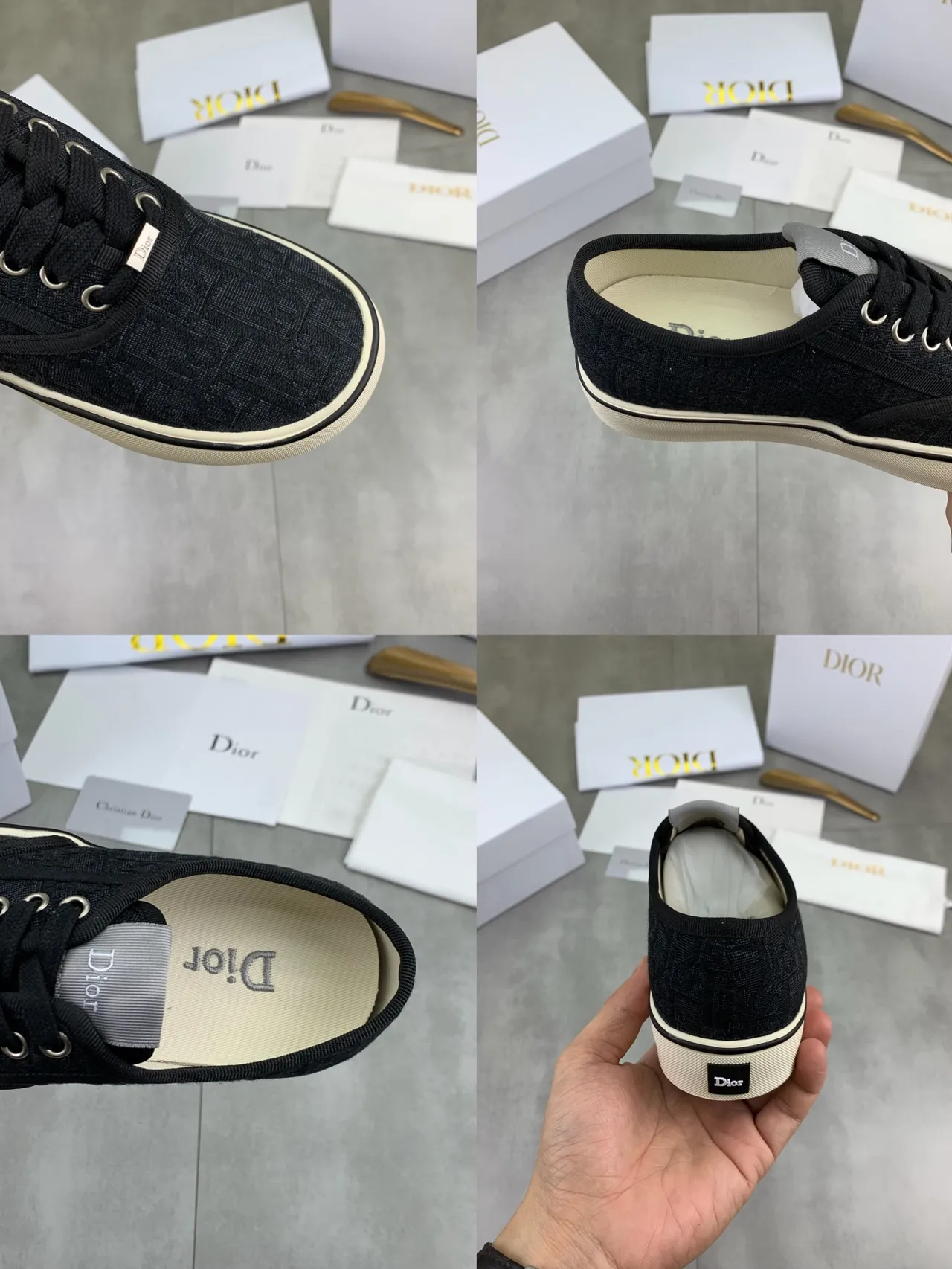 Dior Black Beige Jacquard Monogram Upper Cupsole Construction Lifestyle Sneakers 2