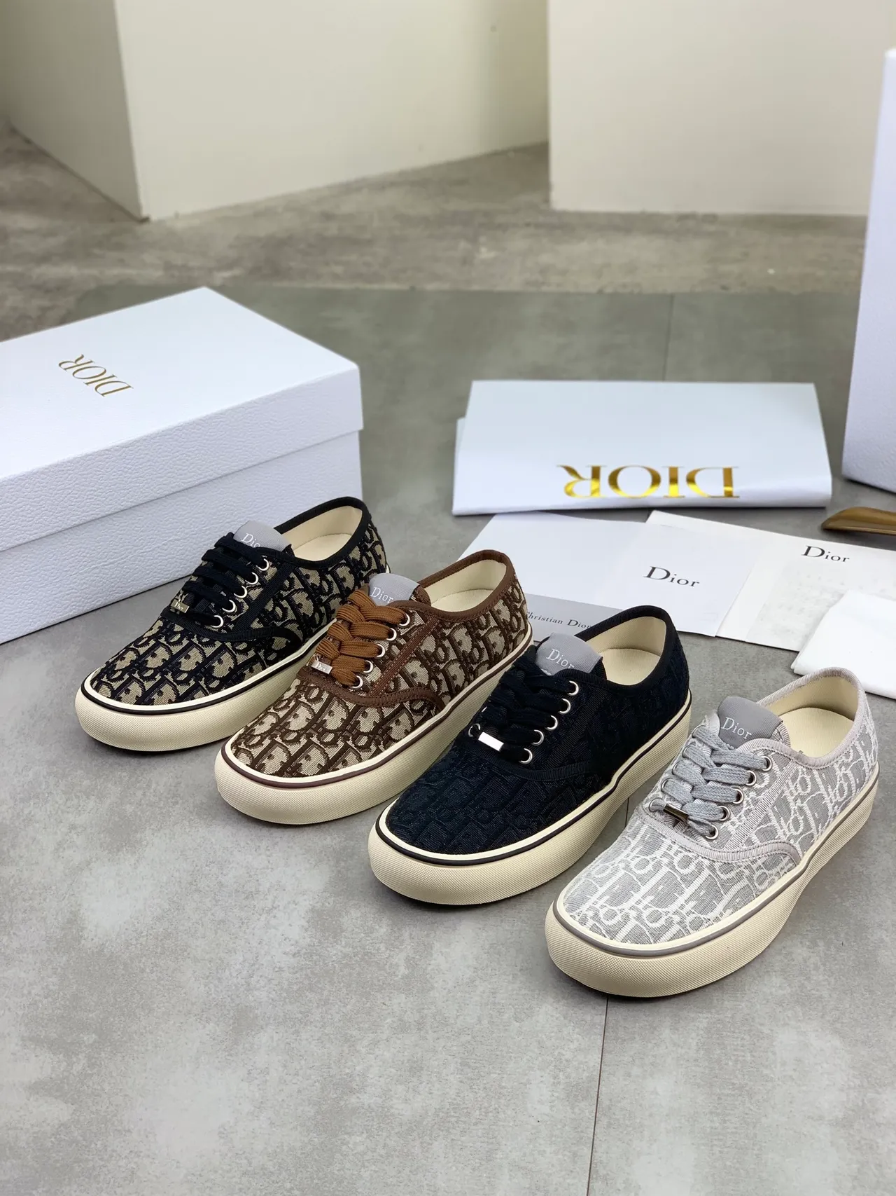 Dior Black Beige Monogrammed Canvas Low-Top Lace-Up Lifestyle Sneakers 2