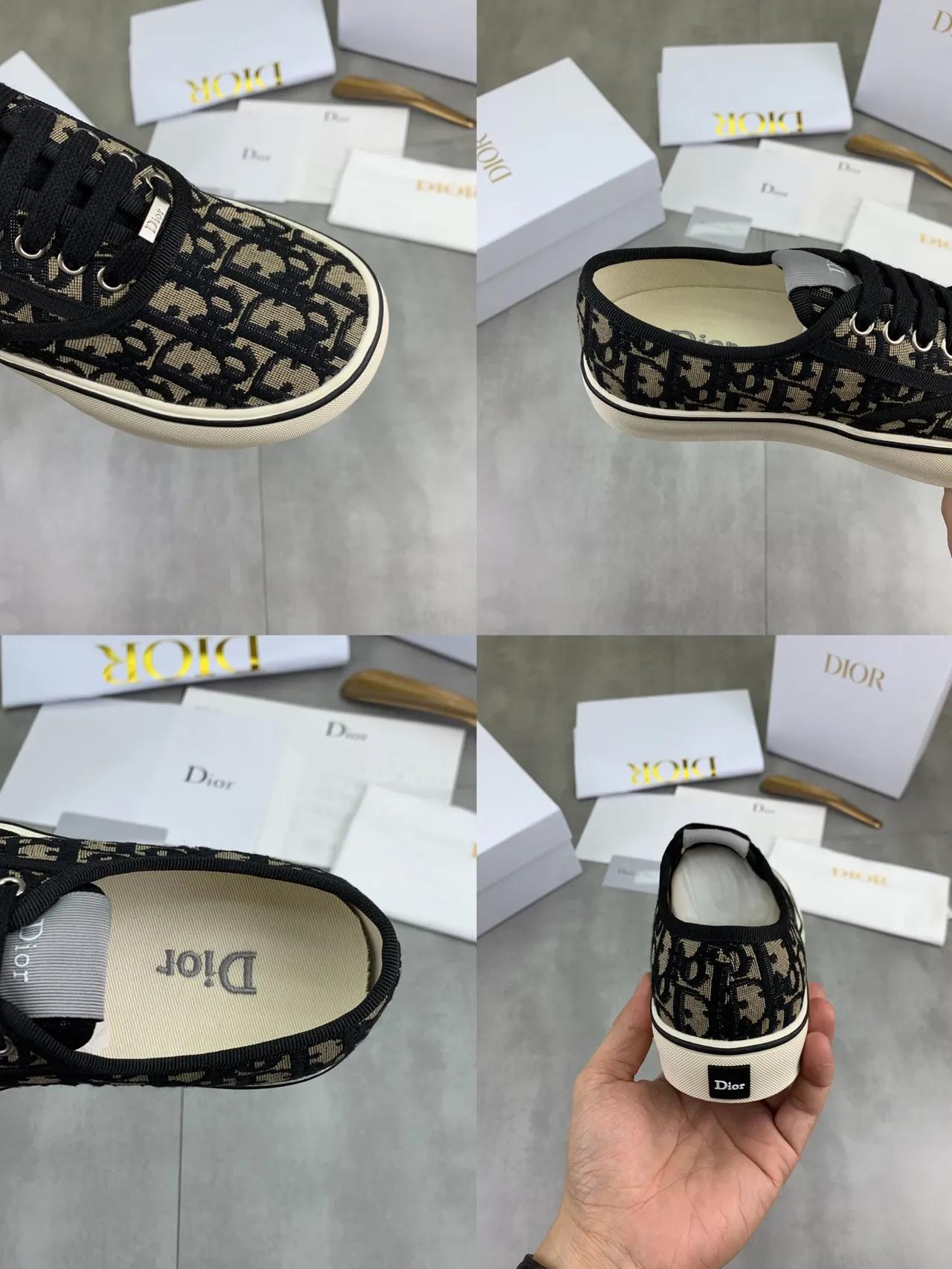 Dior Black Beige Monogrammed Canvas Low-Top Lace-Up Lifestyle Sneakers 3