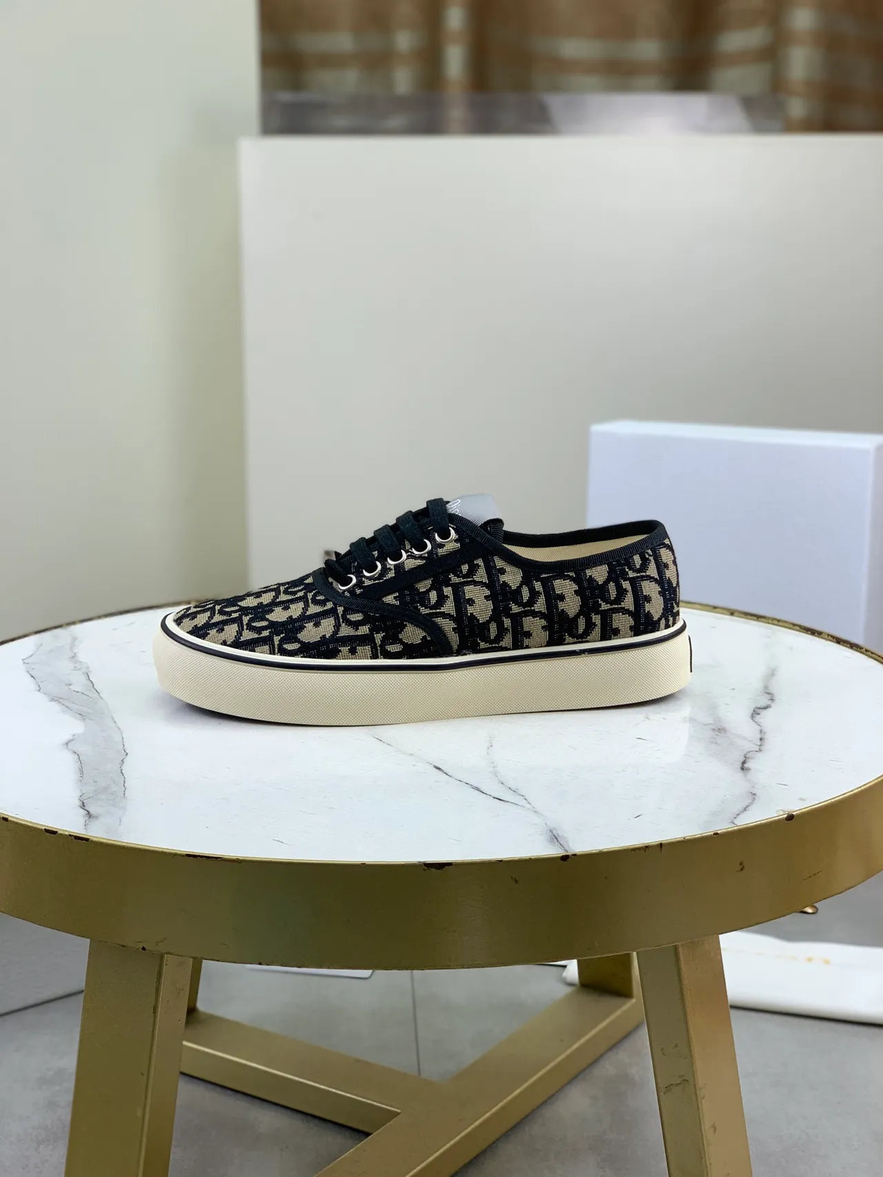 Dior Black Beige Monogrammed Canvas Low-Top Lace-Up Lifestyle Sneakers 6