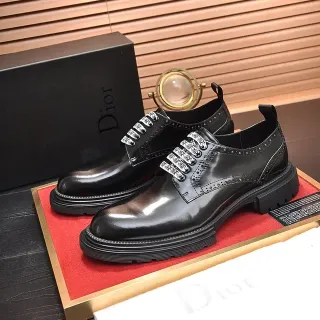 Dior Black Patent And Smooth Leather Ornate Metal Eyelets Brogue
