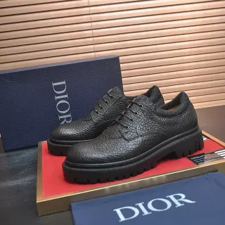 Dior Black Red Pebbled Leather Chunky Lug Sole Derby Shoes