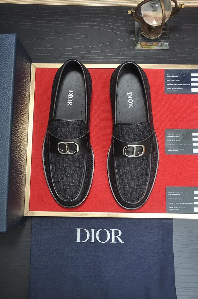 Dior Black Silver Oblique Jacquard Upper Leather Strap Loafer 2
