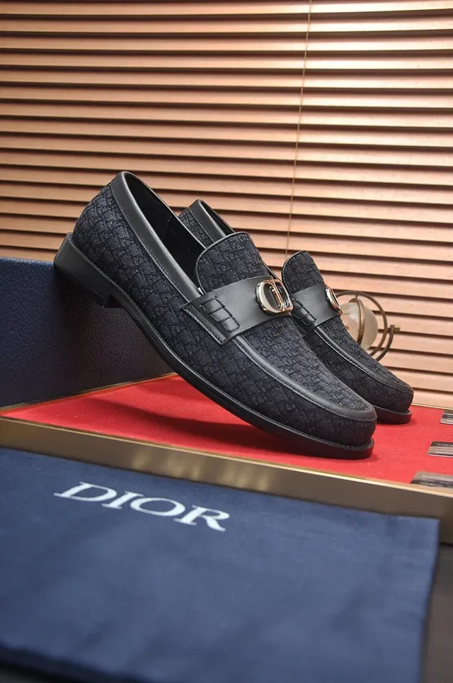 Dior Black Silver Oblique Jacquard Upper Leather Strap Loafer 3