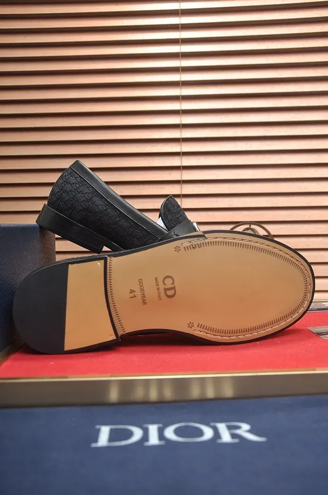 Dior Black Silver Oblique Jacquard Upper Leather Strap Loafer 7