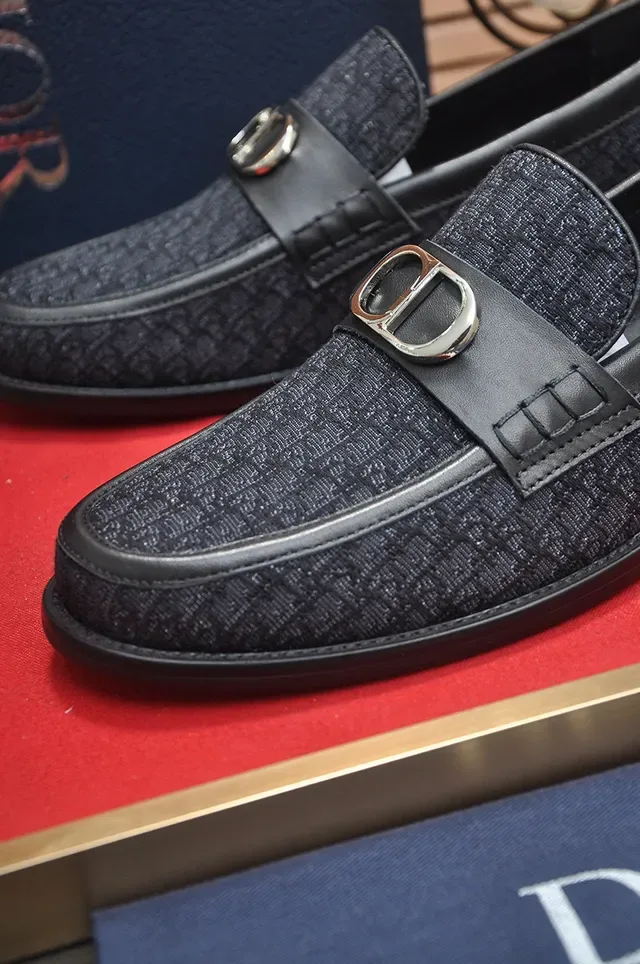 Dior Black Silver Oblique Jacquard Upper Leather Strap Loafer 8