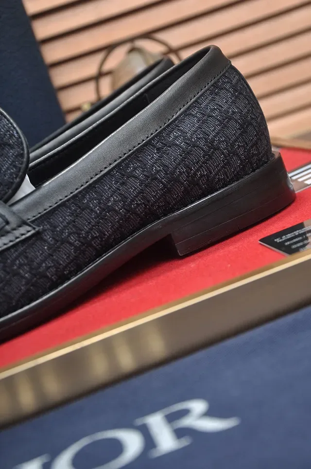 Dior Black Silver Oblique Jacquard Upper Leather Strap Loafer 9