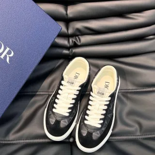 Dior Noir Blanc Basses Hybrides Suede-Mesh Lifestyle Sneakers