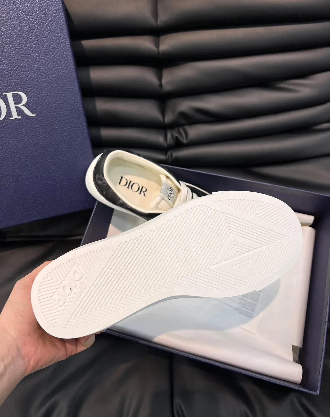 Dior Noir Blanc Basses Hybrides Suede-Mesh Lifestyle Sneakers 7