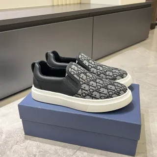 Dior أسود أبيض مونوغرام تكستايل علوي جلد كاونتر كعب سنيكرز لايف ستايل