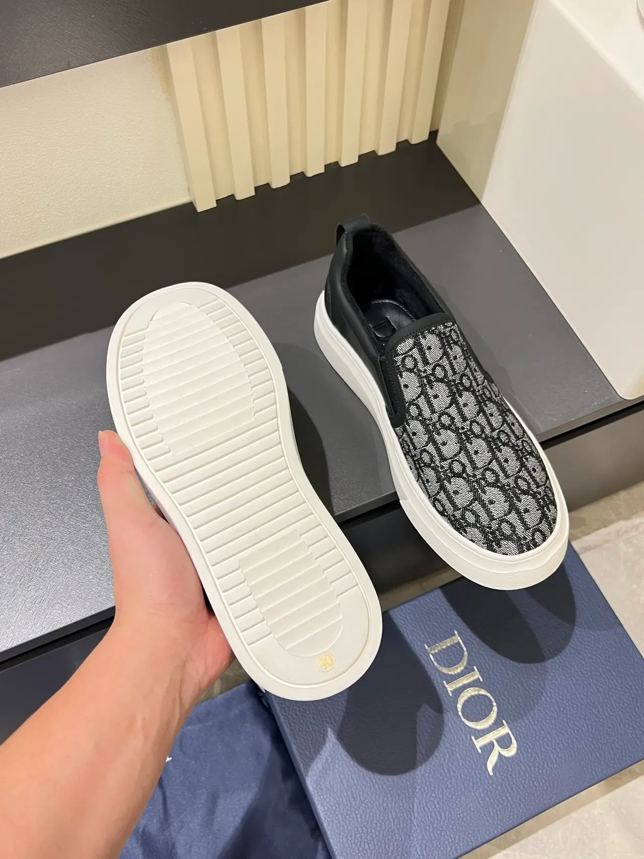 Dior Negro Blanco Monogram Textil Upper Cuero Contra Talón Lifestyle Sneakers 3