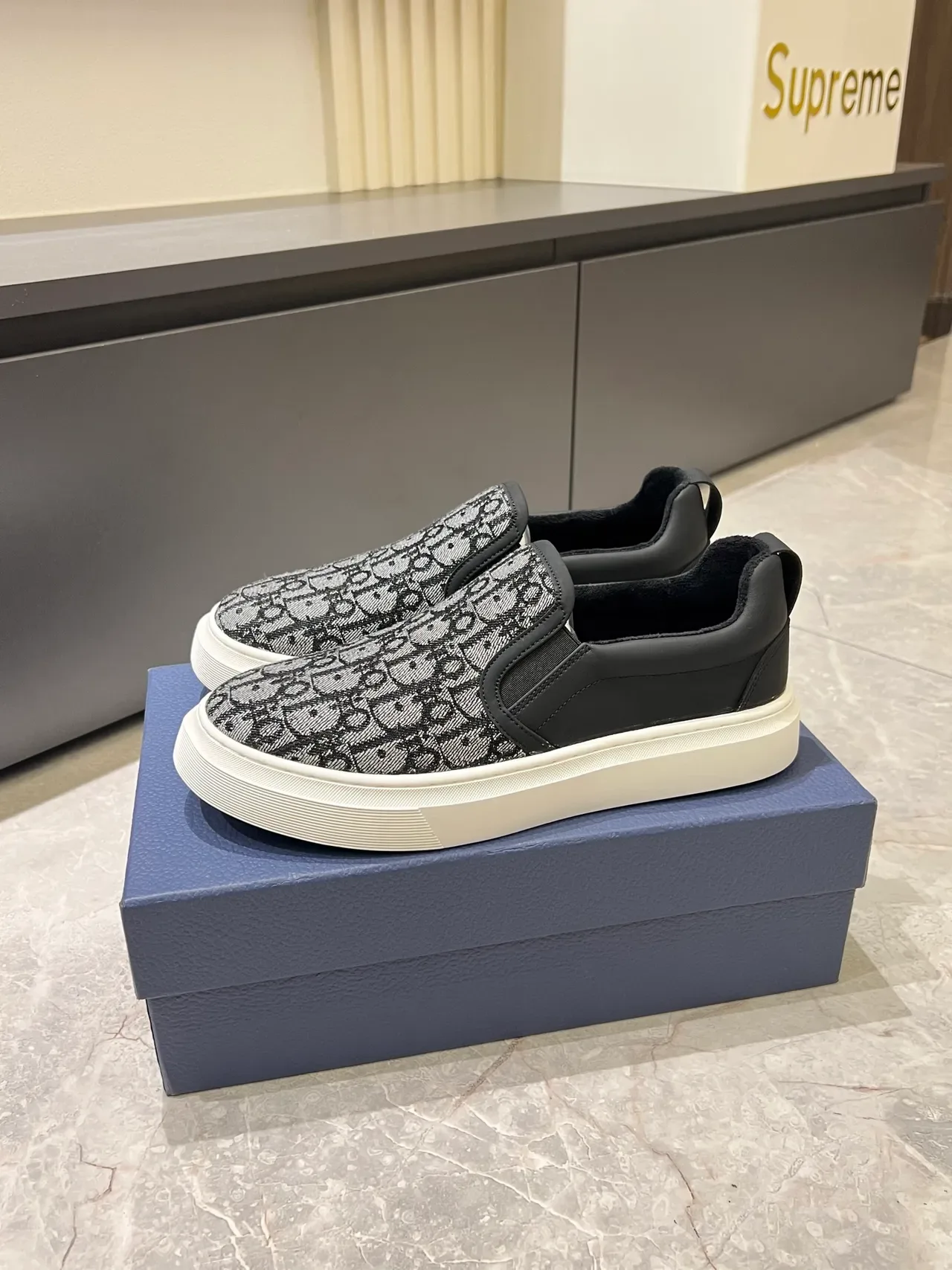 Dior Negro Blanco Monogram Textil Upper Cuero Contra Talón Lifestyle Sneakers 4