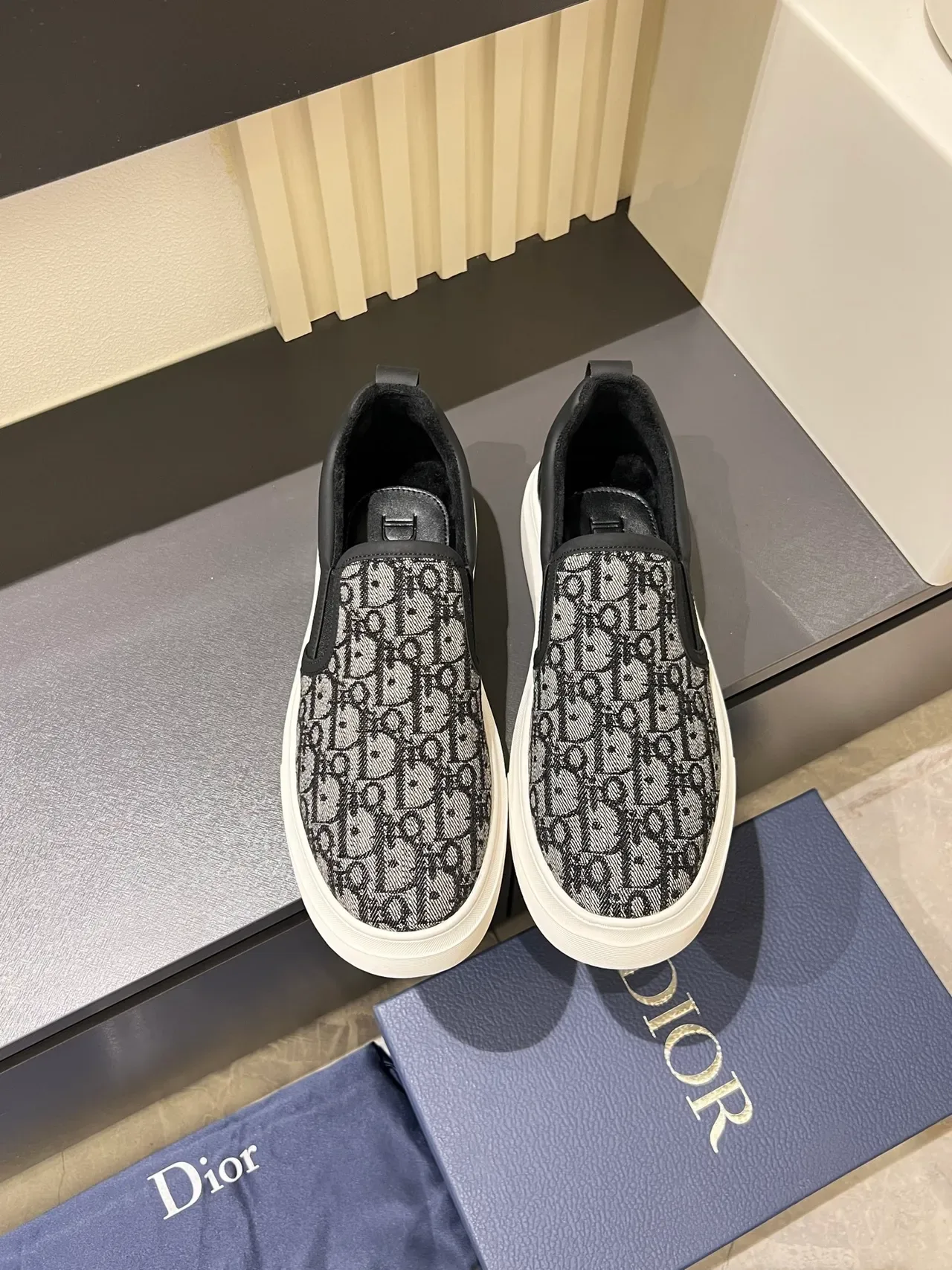 Dior Negro Blanco Monogram Textil Upper Cuero Contra Talón Lifestyle Sneakers 5