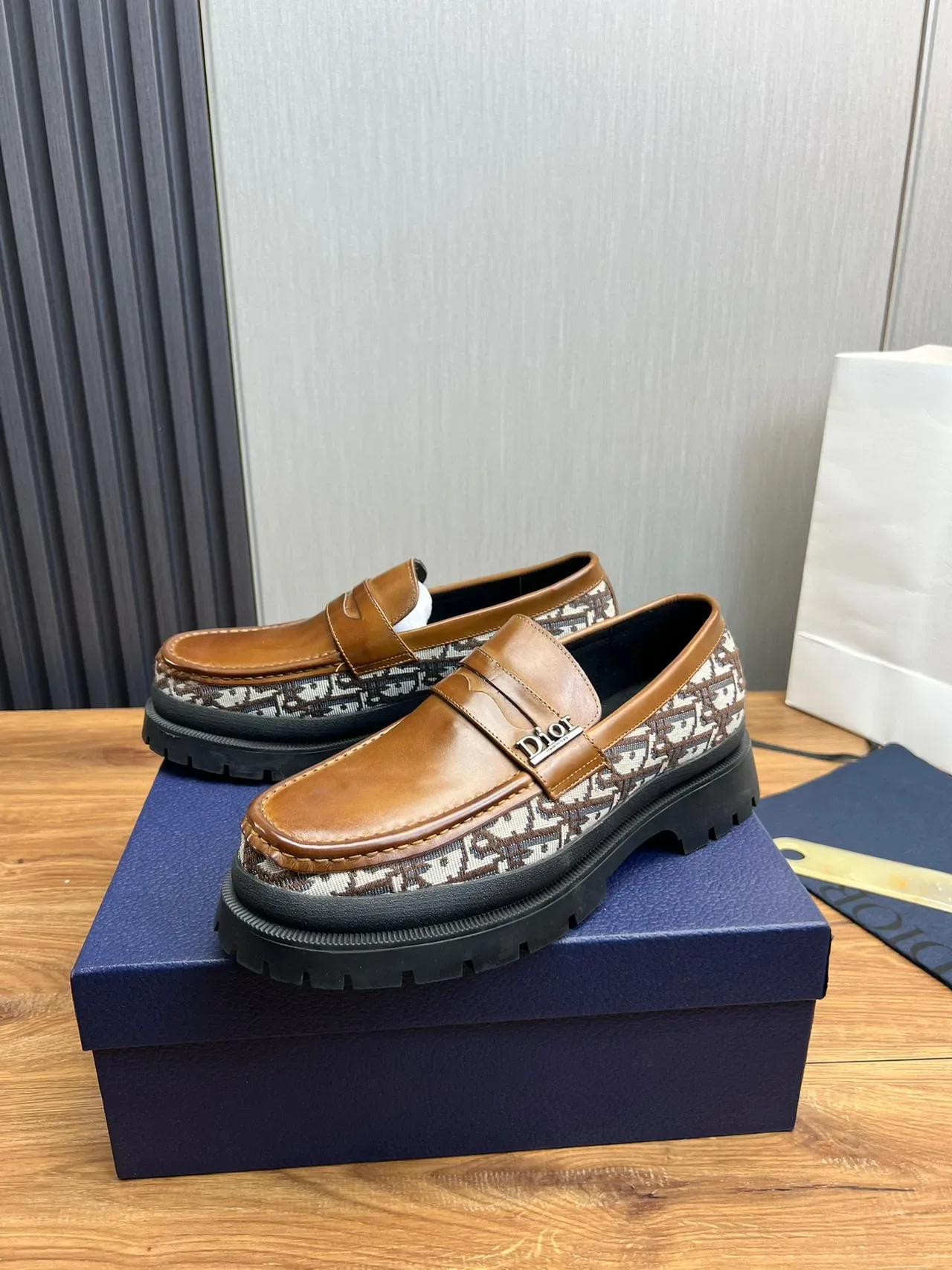 Dior Brown Beige Penny Oblique Monogram Textile Loafer 3