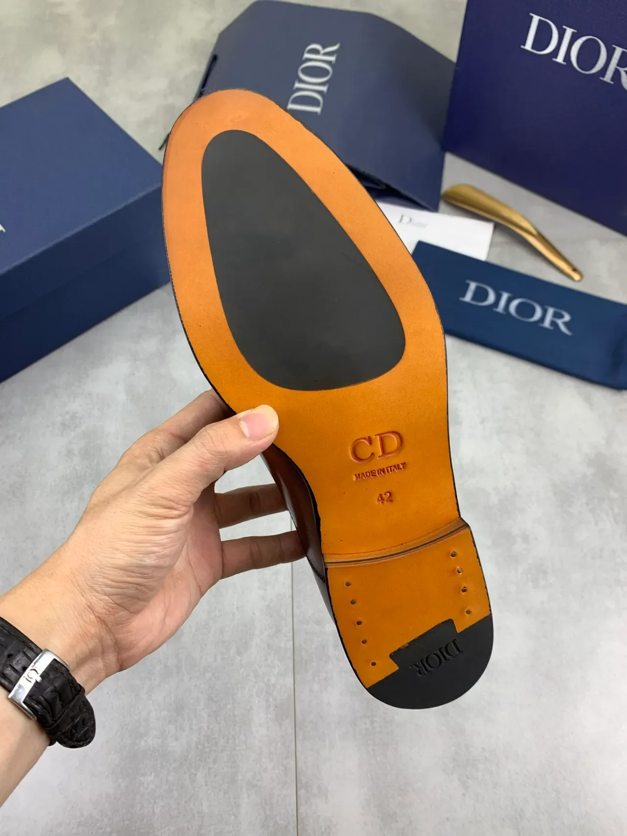 Dior Brown Black Cap-Toe Polished Leather Oxford Shoes 3