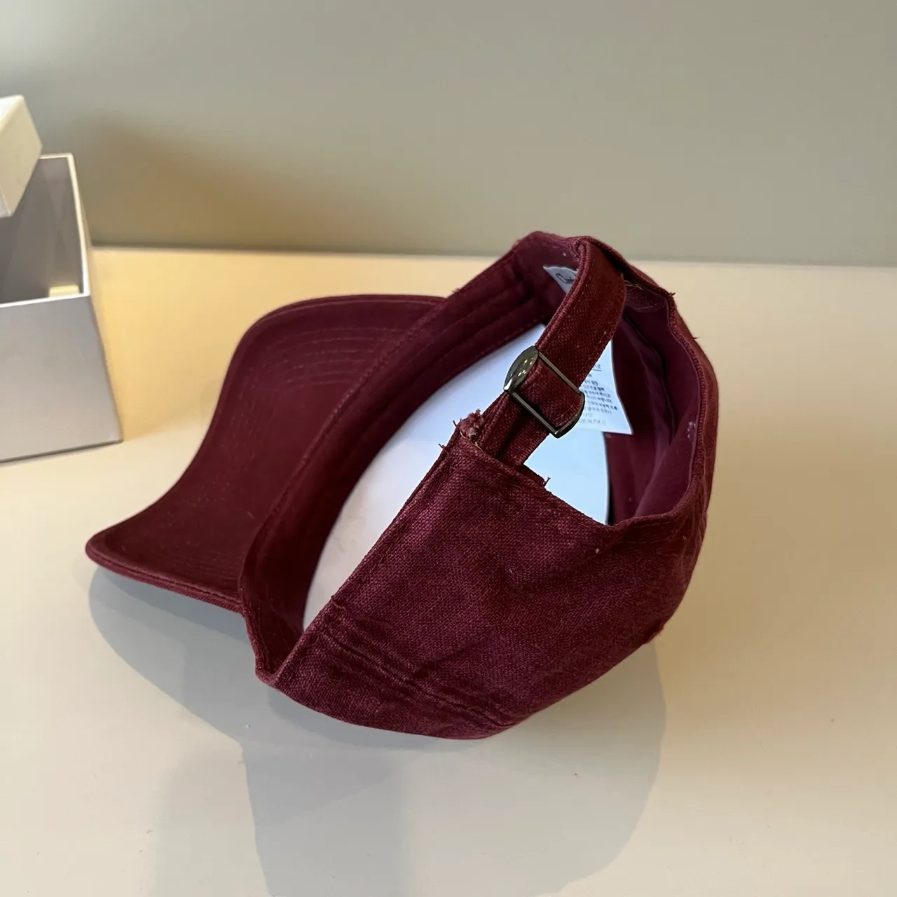 Dior Burgundy White Distressed Fabric Embroidered Patch Logo Baseball Cap 3