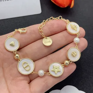Dior Charms Gold White Chain Multi-Charm Bracelet