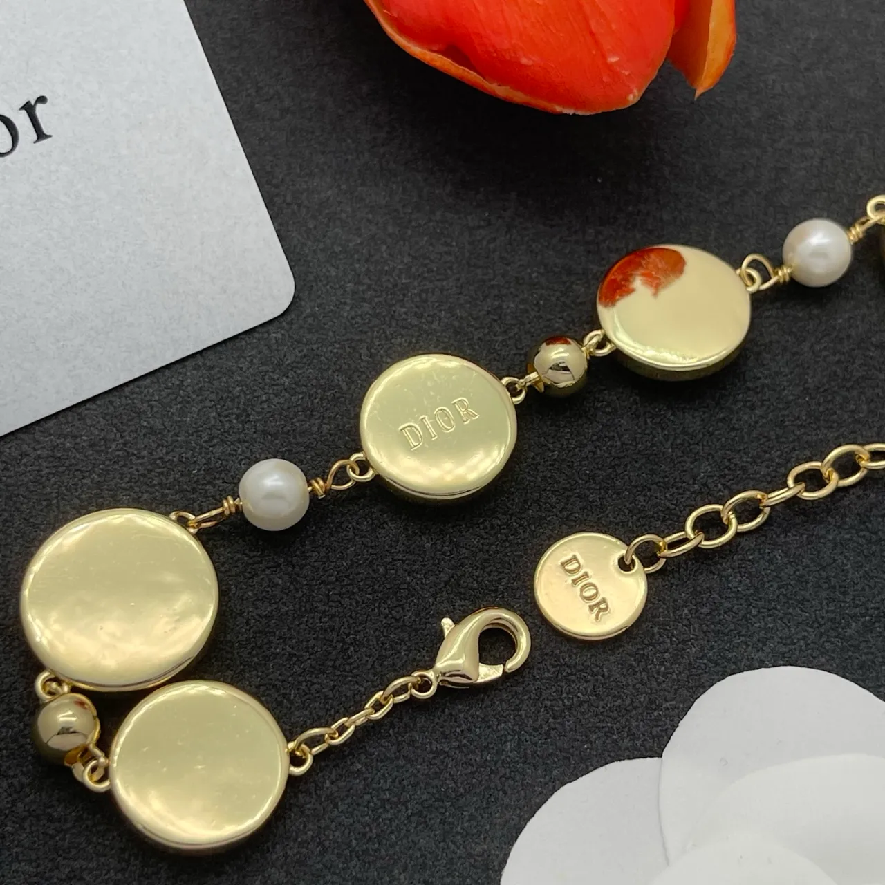 Dior Charms Gold White Chain Multi-Charm Bracelet 2