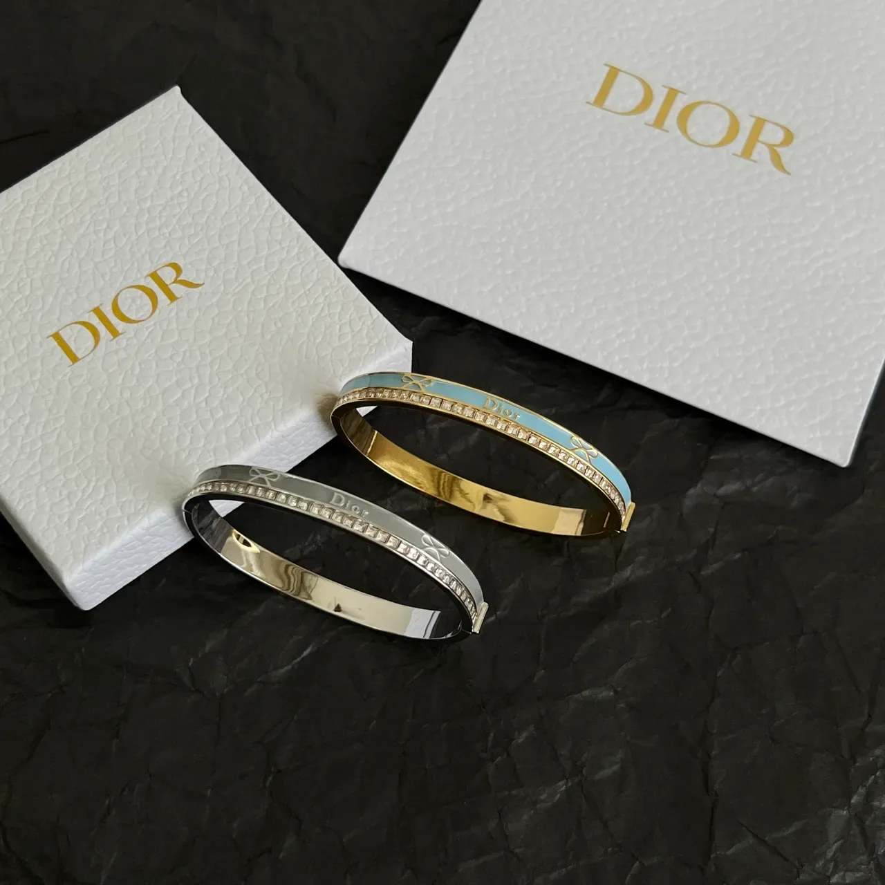 Dior Crystal-Embellished Bow Motif Silver-Tone Bracelet 5
