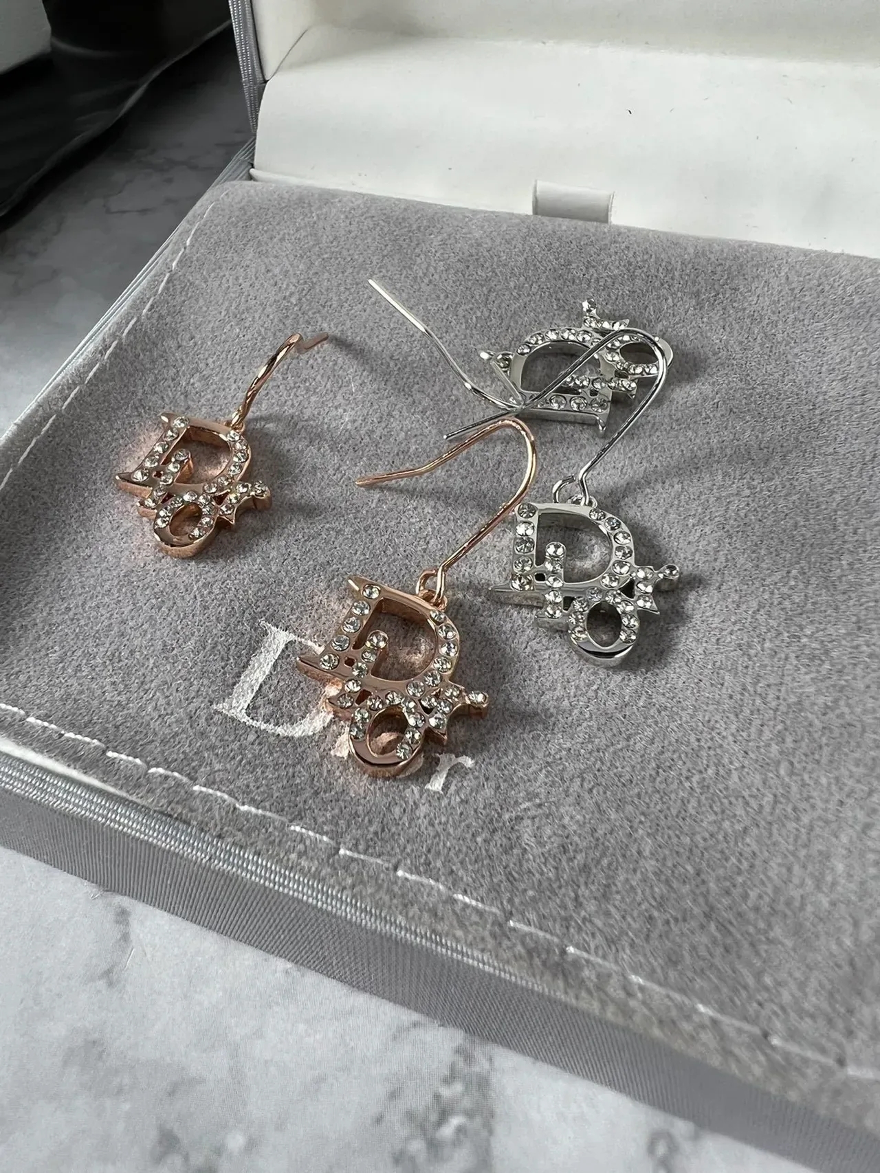 Dior Crystal-Embellished Dior Oblique Logo Drop Earrings 4