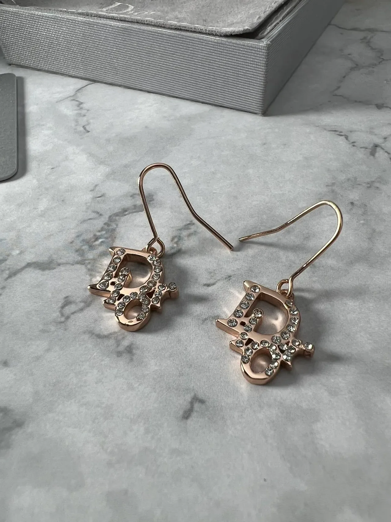 Dior Crystal-Embellished Dior Oblique Logo Drop Earrings 5