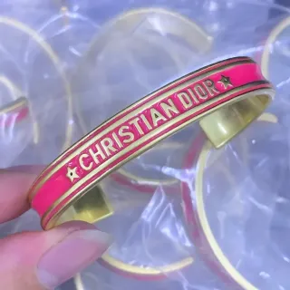 Bracelet manchette Dior émail rose et doré