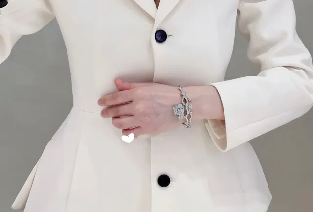 Dior Floral Pavé Rose Cuff Bracelet 9