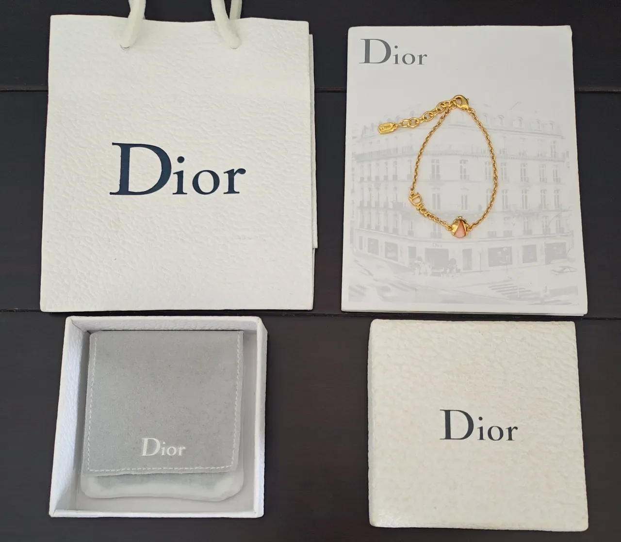 Dior 粉金色链 Logo 字母链接手链 3