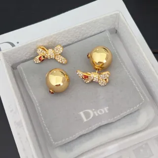 Dior Gold Red Pavé Crystal Earrings