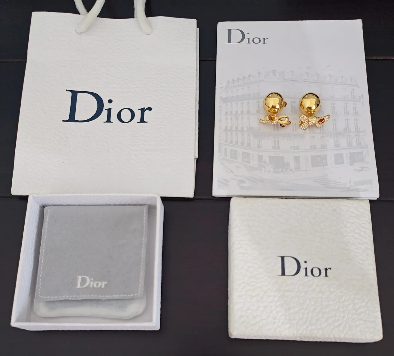 Dior Gold Red Pavé Crystal Earrings 3