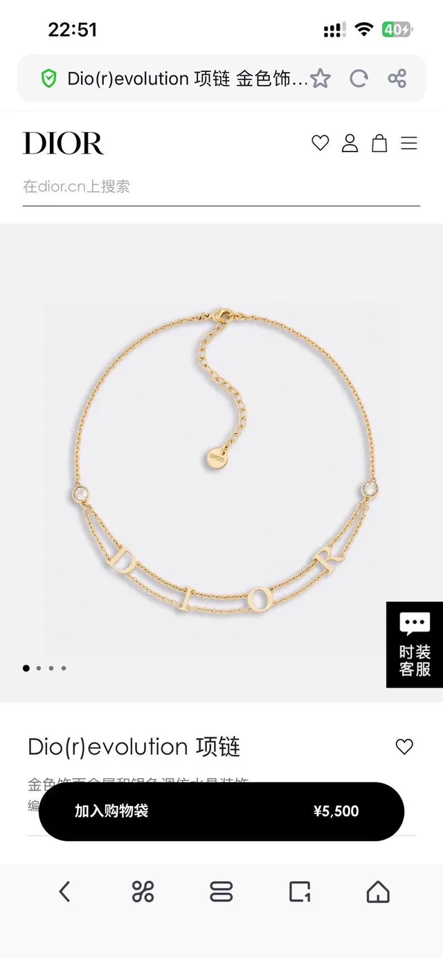 Dior Gold Transparent Double-Chain Letter Charms Necklace 9